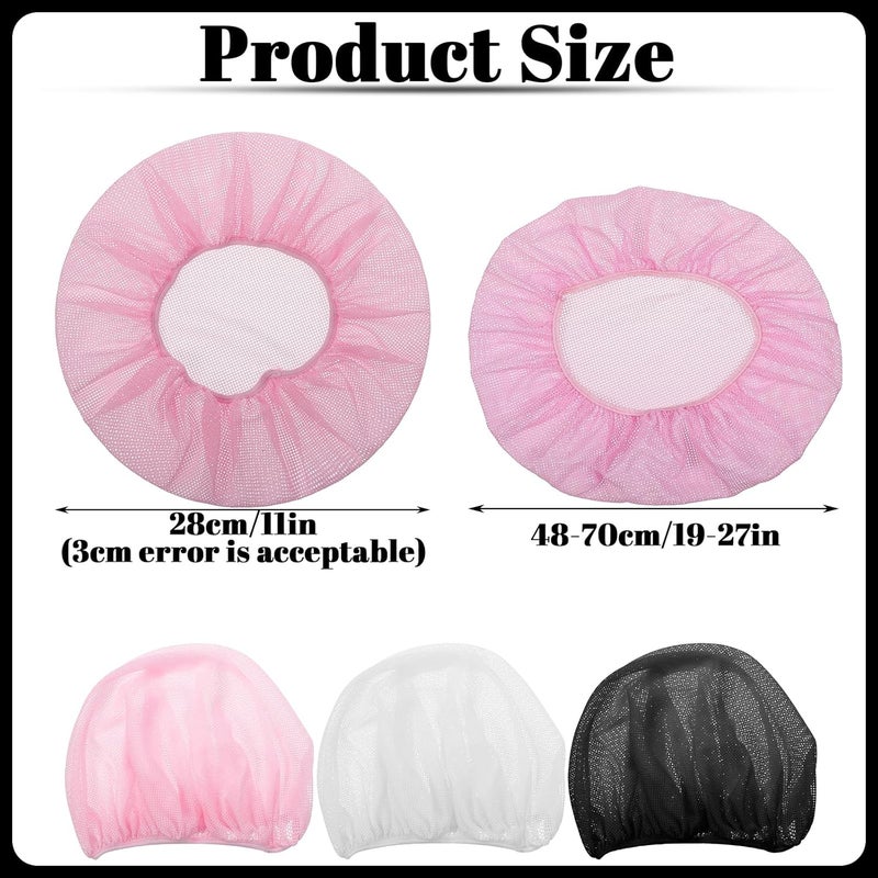 guduling 6pcs Hair Net for Sleeping, Net Plopping Cap for Drying Curly Hair, Elastic Band, Suitable for Drying Hairs, Kitchen, White, Pink, Black - Image 3